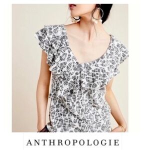 Anthropologie Dolan Leopard Ruffle Top